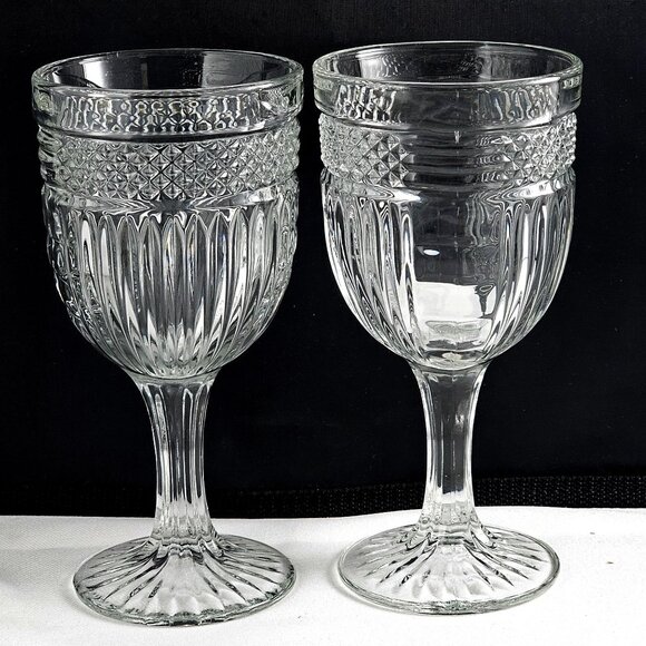 Libbey Glass Radiant Patterned Water Goblets 7" maximalism midcentury retro (2) - Picture 6 of 10